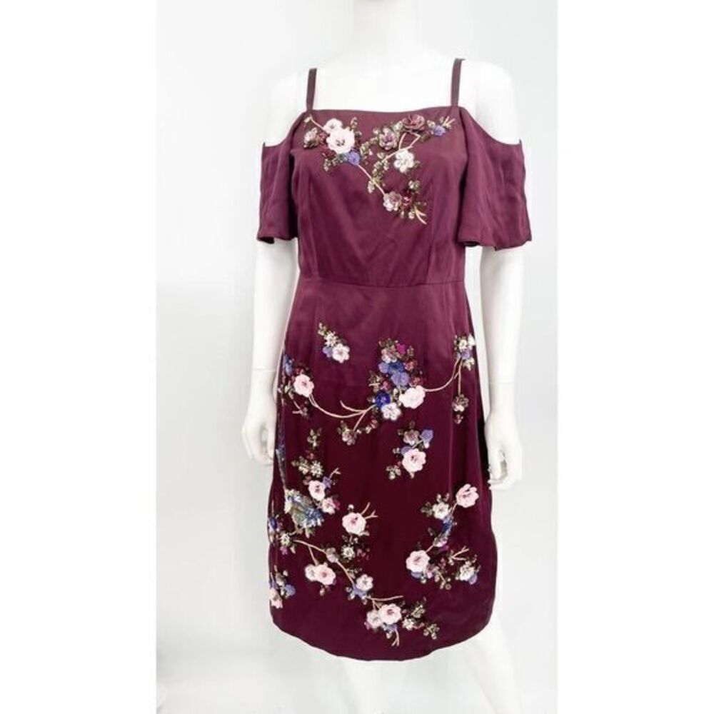Nanette Lepore burgundy embellished cocktail dress
